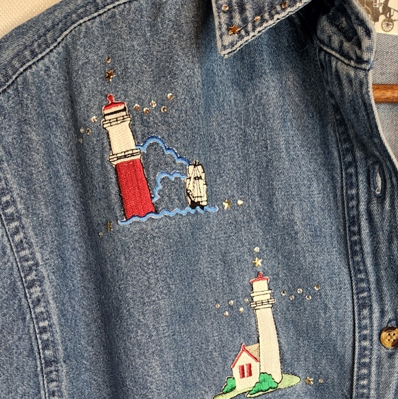 Shipshe Denim Button Down Shirt Lighthouse - Picture 2 of 12